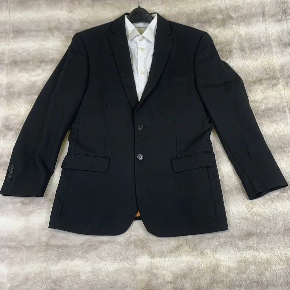 Jos. A. Bank Joseph Metropolitan Blazer 40R Black 100% Wool Slim Fit Suit Jacket